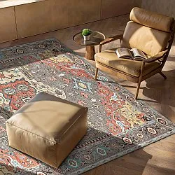 Tapete de tecelagem plana - Kordava (cinza/vermelho)