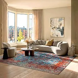 Tapete de tecelagem plana - Mardin (vermelho/azul)