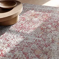 Tapete de tecelagem plana - Douz (vermelho/bege)