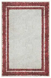 Tapete de tecelagem plana - Eldoret (creme/vermelho)
