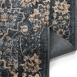 Tapete de tecelagem plana - Fernana (preto/ouro)