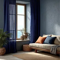 Cortinas - Cortina de linho Cosmina (azul)