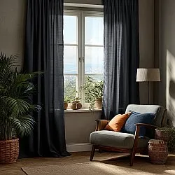 Cortinas - Cortina de linho Cosmina (preto)