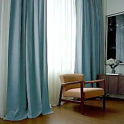 Cortinas - Cortina de linho Melania (turquesa escuro)