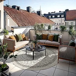 Tapete redondo - Indoor/Outdoor Malcolm (cinza)