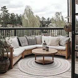 Tapete redondo - Brussels Weave (cinza)