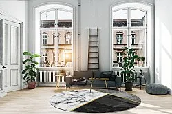 Tapete redondo - Savino (preto/branco/cinza)