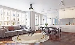 Tapete redondo - Cerasia (bege/branco/dourado)