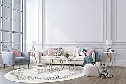 Tapete redondo - Santi (branco/preto)