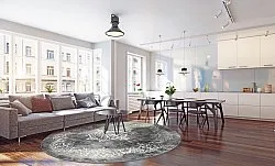 Tapete redondo - Santi (cinza escuro/branco)