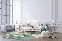 Tapete redondo - Temara (azul/multicolorido)