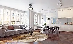 Tapete redondo - Padova (marrom/branco/dourado)