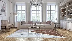 Tapete Wilton - Savino (cinza/branco/marrom)