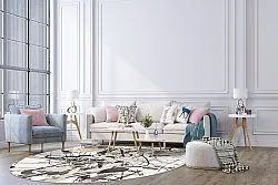 Tapete redondo - Lawrance (cinza/branco)