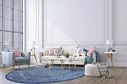 Tapete redondo - Vinadio (azul/dourado)