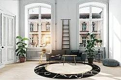 Tapete redondo - Cerasia (preto/branco/dourado)