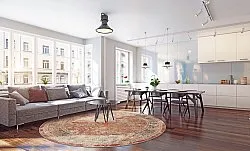 Tapete redondo - Douz (vermelho/multicolorido)