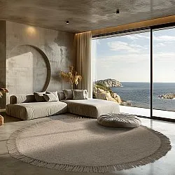 Tapete redondo - Alba Natural Cotton Shaggy (bege)