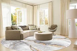 Tapete redondo - Genova (cinza/branco/dourado)