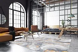 Tapete Wilton - Genova (cinza/branco/dourado)