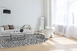 Tapete oval - Leopard (preto/branco)