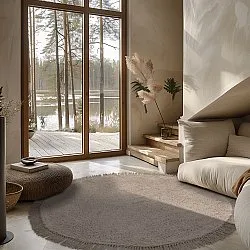 Tapete redondo - Alba Natural Cotton Shaggy (taupe)