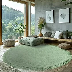 Tapete redondo - Alba Natural Cotton Shaggy (verde claro)