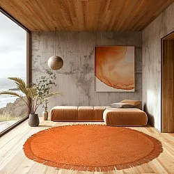 Tapete redondo - Alba Natural Cotton Shaggy (laranja)