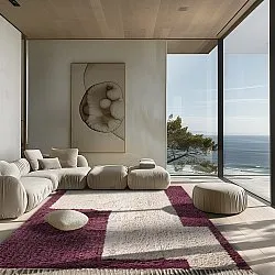 Tapetes felpudos - Ricco Natural Cotton Shaggy (offwhite/bordô)