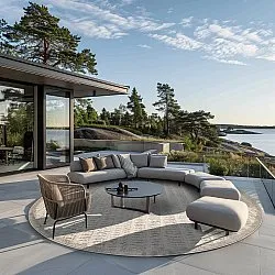 Tapete redondo - Indoor/Outdoor Kendall (cream/cinza)