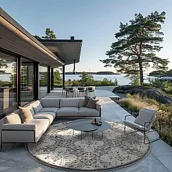 Tapete redondo - Indoor/Outdoor Hampton (cinza)