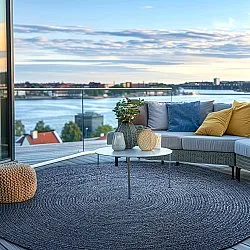 Tapete redondo de juta - Amasia (azul)