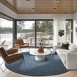 Tapete redondo de juta - Amasia (azul)