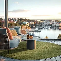 Tapete redondo de juta - Amasia (verde militar)