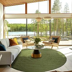 Tapete redondo de juta - Amasia (verde militar)