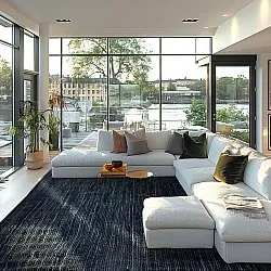 Tapete de juta - Amasia (azul escuro)