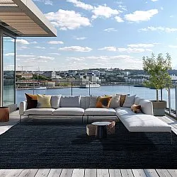 Tapete de juta - Amasia (azul escuro)