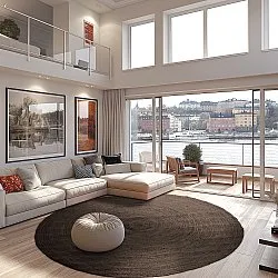 Tapete redondo de juta - Amasia (cinza escuro)