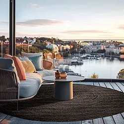 Tapete redondo de juta - Amasia (preto)