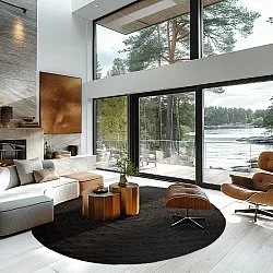 Tapete redondo de juta - Amasia (preto)