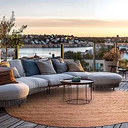 Tapete redondo de juta - Amasia (tan)