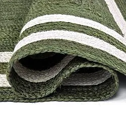 Tapete de juta - Jessore (verde militar/branco)