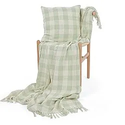Capa de Almofada - Isela check cotton cushion cover (creme/verde claro)