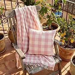 Capa de Almofada - Isela check cotton cushion cover (creme/rosa)