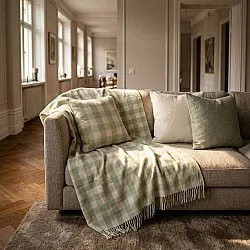 Cobertores - Isela check cotton throw (creme/verde claro)