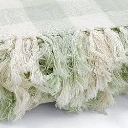 Cobertores - Isela check cotton throw (creme/verde claro)