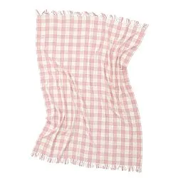 Cobertores - Isela check cotton throw (creme/rosa)