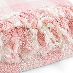 Cobertores - Isela check cotton throw (creme/rosa)