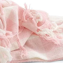 Cobertores - Isela check cotton throw (creme/rosa)