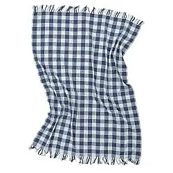 Cobertores - Isela check cotton throw (azul marinho/azul claro)
